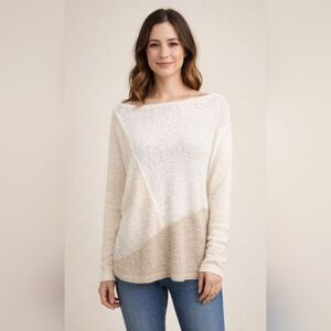 Pure Jill by J. Jill Women's Size Large Cream Multi Color Long Sleeve Sweater